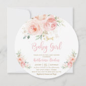 Invitation Élégant Blush rose Floral Baby shower fille or (Devant)