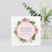 Invitation Élégant Blush Rose Floral Blanc Mariage Date de sa (Debout devant)
