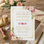 Invitation Élégant Blush rose Floral Chic Mariage or