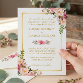 Invitation Élégant Blush rose Floral Chic Mariage or