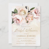 Invitation Elégant Blush Rose Floral Douche nuptiale Invitati (Devant)