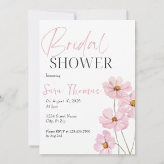 Invitation Elégant Blush Rose Floral Douche nuptiale Invitati