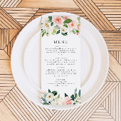 Invitation Elégant Blush Rose Floral Green Diner Menu
