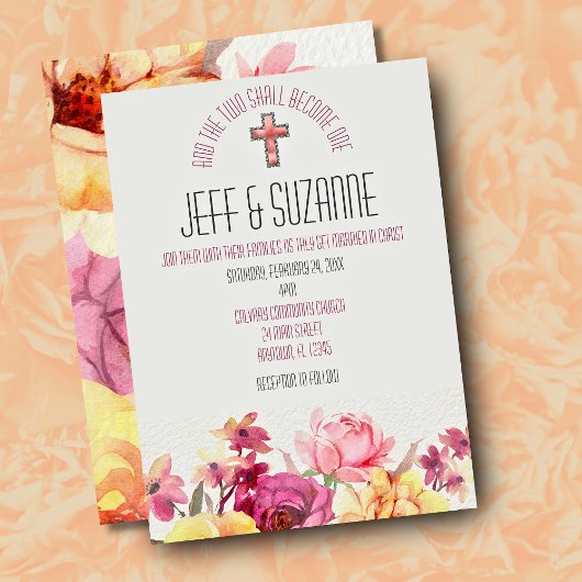 Invitation Élégant Blush rose Floral Inspirationnel Mariage