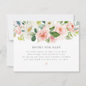 Invitation Elégant Blush Rose Floral Livres pour Baby Card (Devant)