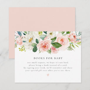 Invitation Elégant Blush Rose Floral Livres pour Baby Card