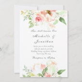 Invitation Élégant Blush rose Floral Mariage chrétien (Devant)