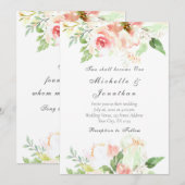 Invitation Élégant Blush rose Floral Mariage chrétien (Devant / Derrière)