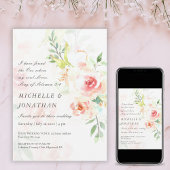 Invitation Élégant Blush rose Floral Mariage chrétien