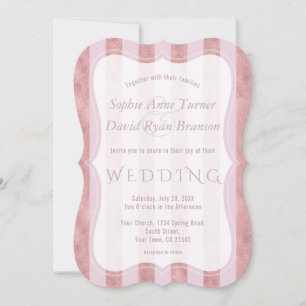 Invitation Elegant Blush Rose Gold Stripes Geometric Wedding