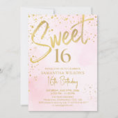 Invitation Élégant Blush Rose & Gold Sweet 16 Anniversaire (Devant)