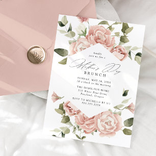 Invitation Elégant Blush Rose Jardin Fête des Mères Brunch