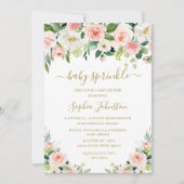 Invitation Élégant Blush Rose Or Floral Baby Sprinking (Devant)