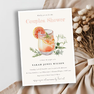 Invitation Elégant Blush Rose Orange Cocktail Couples Douche