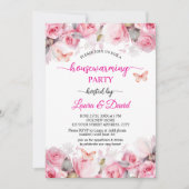 Invitation Élégant Blush Rose Papillons Fête de réchauffement (Devant)
