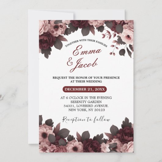 Invitation Élégant Blush rose Rose Boho Mariage Boho (Devant)