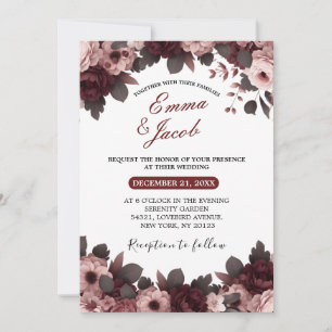 Invitation Élégant Blush rose Rose Boho Mariage Boho