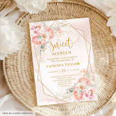 Invitation Élégant Blush Rose Sage Or Floral Sweet 16