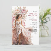Invitation Elegant Blush Roses Boho Floral Bridal Shower (Debout devant)