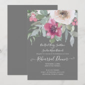 Invitation Élégant Blush Sage Gris Floral (Devant / Derrière)