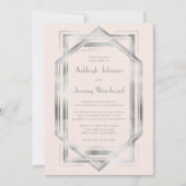 Invitation Elégant Blush Silver Vintage 1920 Déco Mariage (Devant)