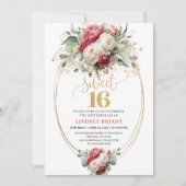 Invitation Elegant Blush White Greenery Sweet 16 Birthday  (Devant)