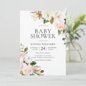 Invitation Elégant Blush White Watercolor Baby shower (Debout devant)