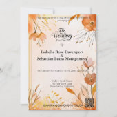 Invitation Elégant Bohème avec Flore d'Aquarelle et Or (Devant)