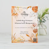 Invitation Elégant Bohème avec Flore d'Aquarelle et Or (Debout devant)