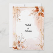 Invitation Elégant Bohème avec Flore d'Aquarelle et Or (Dos)