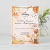 Invitation Elégant Bohème avec Flore d'Aquarelle et Or (Debout devant)