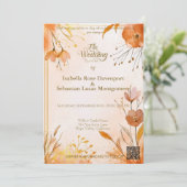 Invitation Elégant Bohème avec Flore d'Aquarelle et Or (Debout devant)