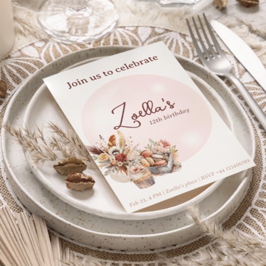 Invitation Elégant Bohème Printemps Anniversaire Par Thé