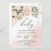 Invitation Élégant bohème rose pâle rose baby shower (Devant / Derrière)