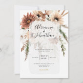 Invitation Elegant Bohemian Rustic Floral Pampas Wedding (Devant)