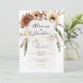Invitation Elegant Bohemian Rustic Floral Pampas Wedding (Debout devant)