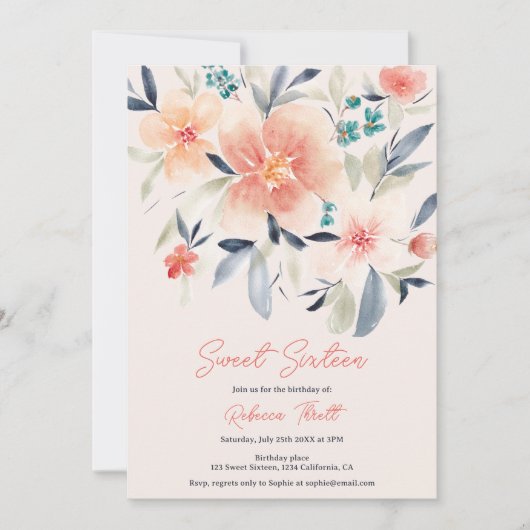 Invitation Élégant boho à automne fleuri chou terre douce 16 (Devant)