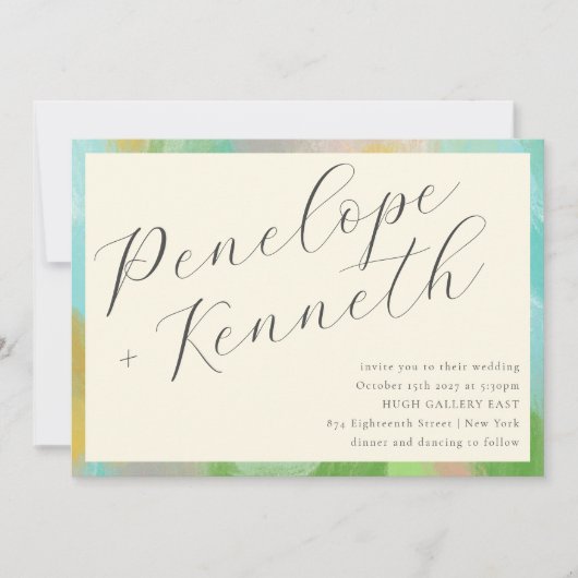 Invitation Elégant Boho Abstrait Aquarelle Pastel Mariage (Devant)