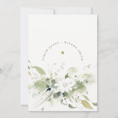 Invitation Elégant Boho Abstrait Vert Blanc Floral Mariage (Dos)