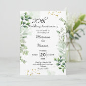 Invitation Élégant Boho Anniversaire de Mariage avec Verdure (Debout devant)
