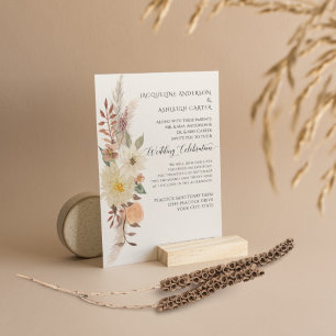 Invitation Elégant BOHO Aquarelle Automne Floral Pampas Grass