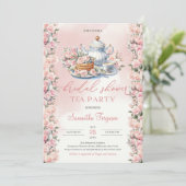 Invitation Elégant boho aquarelle douce roses rose rose rose (Debout devant)