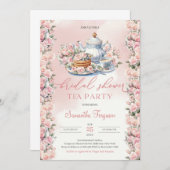 Invitation Elégant boho aquarelle douce roses rose rose rose (Devant / Derrière)