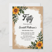 Invitation Elégant Boho Aquarelle Tournesol Floral Anniversai (Devant)