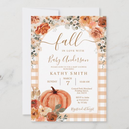 Invitation Elégant Boho Arch Automne Floral En amour Baby sho (Devant)