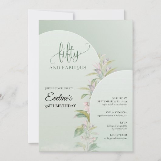 Invitation Elégant boho arch verdure feuillage floral (Devant)