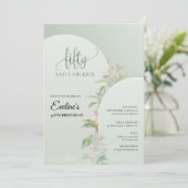 Invitation Elégant boho arch verdure feuillage floral (Debout devant)