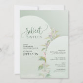 Invitation Élégant boho arch vert feuillage floral (Devant)