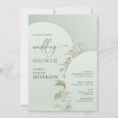 Invitation Elégant boho arch vert feuillage floral flush SHOW (Devant)
