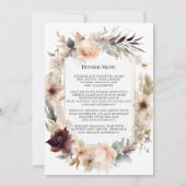 Invitation Elégant BOHO Automne Automne Floral Mariage Menu (Devant)
